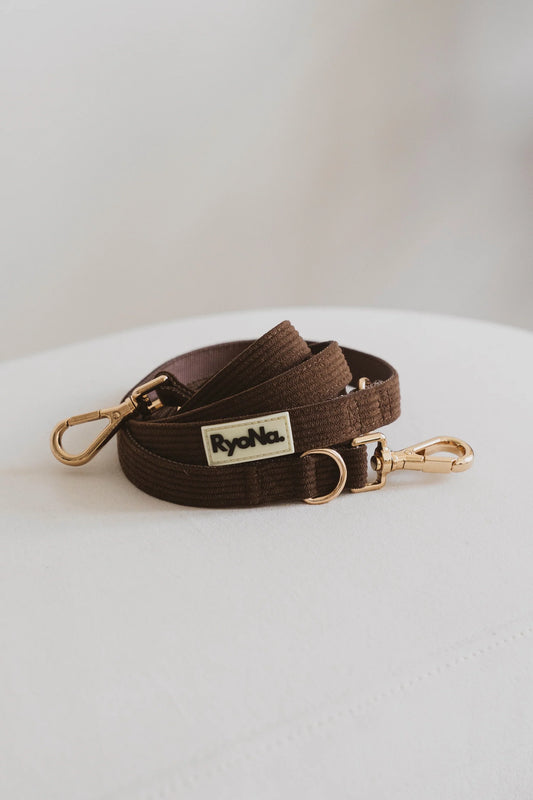 Laisse mains libres velours côtelée MARRON